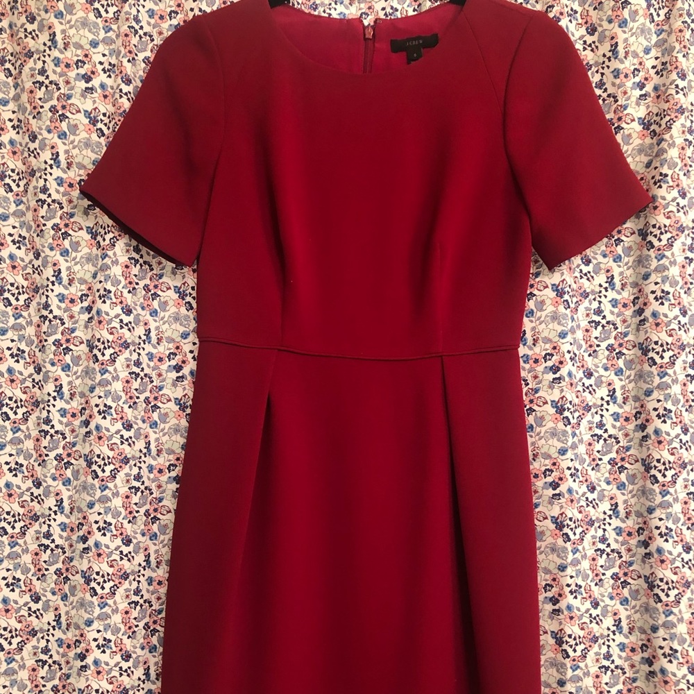 Deep red JCrew flirty polished holiday party dress